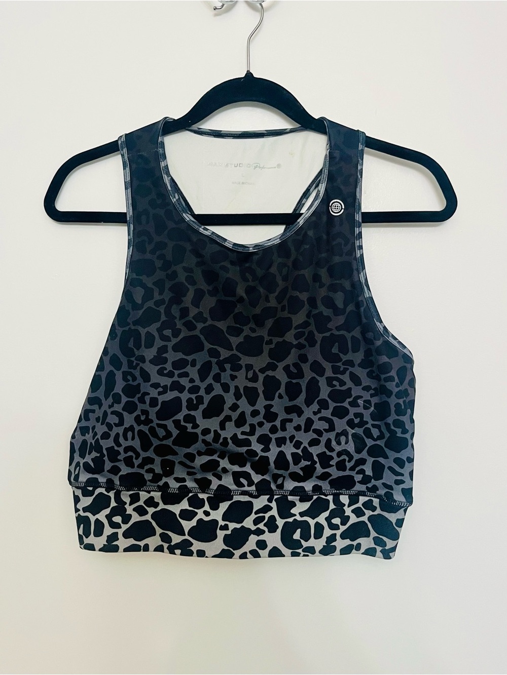 Max Studio Women’s Animal Print Athletic Crop Tank Top - Black